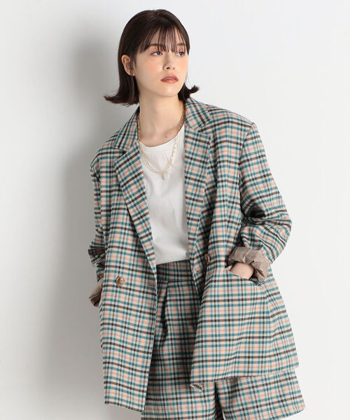 fredy emue(フレディエミュ)の「チェックBIGシルエットジャケット(テーラードジャケット・レディース・ブラック系その他/グリーン系その他・38)」の21枚目の写真