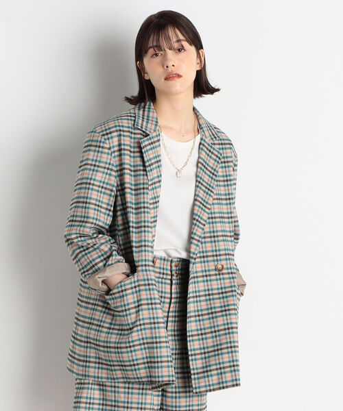 fredy emue(フレディエミュ)の「チェックBIGシルエットジャケット(テーラードジャケット・レディース・ブラック系その他/グリーン系その他・38)」の22枚目の写真