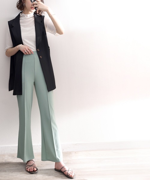 classicalelf（クラシカルエルフ）の「続・シアーアイテム。2wayメロウシアー素材5分袖トップス（Tシャツ/カットソー・レディース・ホワイト/ブラック/グレー/ピンクベージュ/パープル/グリーン・SMALL/MEDIUM/LARGE/X-LARGE）」の14枚目の写真