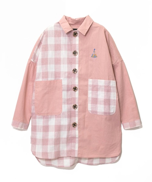 go slow caravan（ゴースローキャラバン）の「チェック切替JK W（シャツ/ブラウス・レディース・ブラック/ブルー系その他/ライトピンク・FREE）」の3枚目の写真