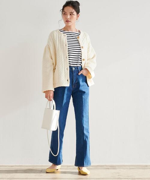 green label relaxing（グリーンレーベルリラクシング）の「リンクスニット ジャケット（カーディガン/ボレロ・レディース・ネイビー/オフホワイト・FREE）」の18枚目の写真