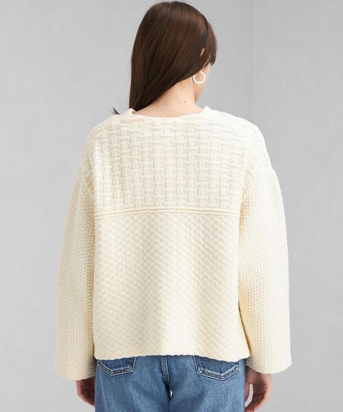 green label relaxing（グリーンレーベルリラクシング）の「リンクスニット ジャケット（カーディガン/ボレロ・レディース・ネイビー/オフホワイト・FREE）」の16枚目の写真