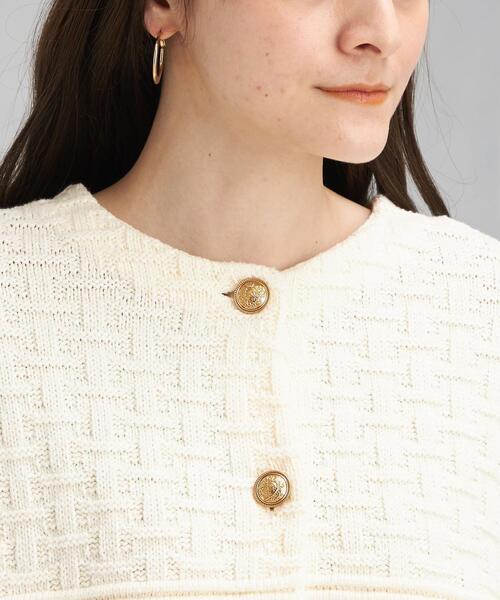 green label relaxing（グリーンレーベルリラクシング）の「リンクスニット ジャケット（カーディガン/ボレロ・レディース・ネイビー/オフホワイト・FREE）」の8枚目の写真