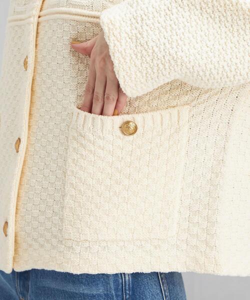 green label relaxing（グリーンレーベルリラクシング）の「リンクスニット ジャケット（カーディガン/ボレロ・レディース・ネイビー/オフホワイト・FREE）」の14枚目の写真