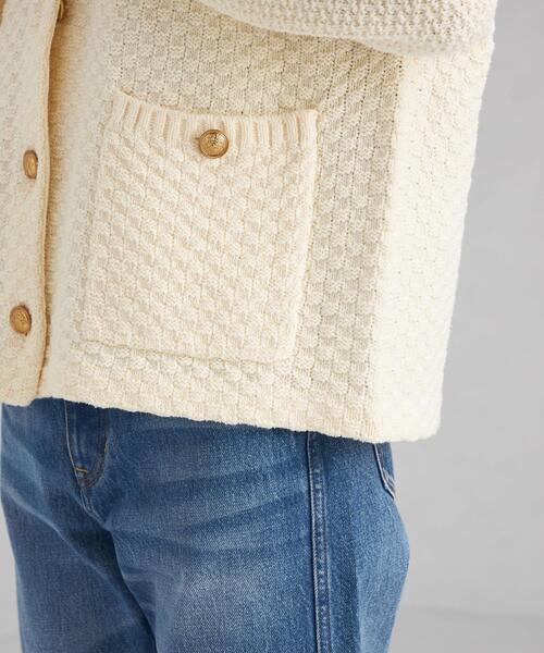 green label relaxing（グリーンレーベルリラクシング）の「リンクスニット ジャケット（カーディガン/ボレロ・レディース・ネイビー/オフホワイト・FREE）」の6枚目の写真