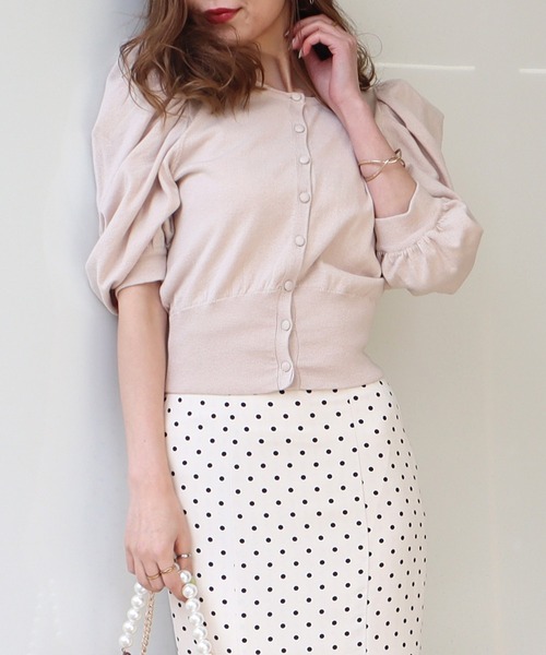 ROYAL PARTY（ロイヤルパーティー）の「【ZOZO限定】パフスリーブコンパクトカーディガン（カーディガン/ボレロ・レディース・グリーン/オフホワイト/パープル/ブラック/ベージュ・FREE）」の11枚目の写真