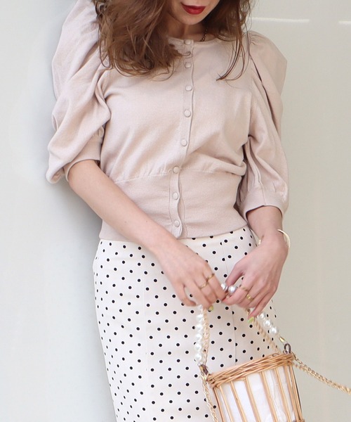 ROYAL PARTY（ロイヤルパーティー）の「【ZOZO限定】パフスリーブコンパクトカーディガン（カーディガン/ボレロ・レディース・グリーン/オフホワイト/パープル/ブラック/ベージュ・FREE）」の12枚目の写真