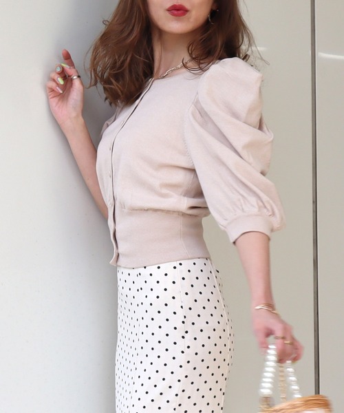 ROYAL PARTY（ロイヤルパーティー）の「【ZOZO限定】パフスリーブコンパクトカーディガン（カーディガン/ボレロ・レディース・グリーン/オフホワイト/パープル/ブラック/ベージュ・FREE）」の13枚目の写真