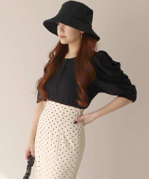 ROYAL PARTY（ロイヤルパーティー）の「【ZOZO限定】パフスリーブコンパクトカーディガン（カーディガン/ボレロ・レディース・グリーン/オフホワイト/パープル/ブラック/ベージュ・FREE）」の21枚目の写真