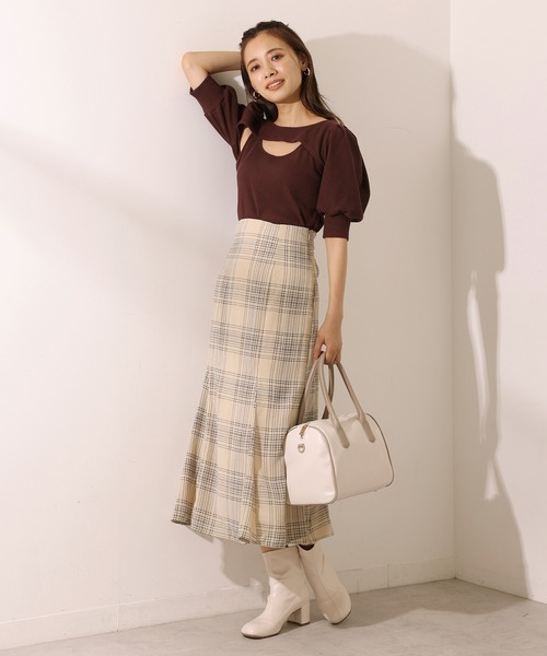 one after another NICE CLAUP(ワンアフターアナザーナイスクラップ)の「【M,Lサイズ展開あり】上品に揺れる。バックレースアップマーメイドスカート(スカート・レディース・その他1/ブラウン・MEDIUM/LARGE)」の6枚目の写真
