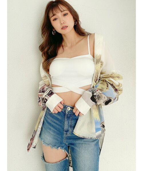 GYDA（ジェイダ）の「ウエストクロスビスチェ（キャミソール・レディース・ブラック/オフホワイト・FREE）」の17枚目の写真