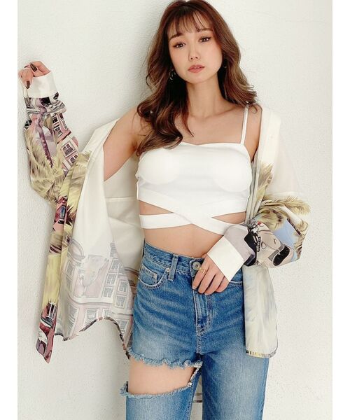 GYDA（ジェイダ）の「ウエストクロスビスチェ（キャミソール・レディース・ブラック/オフホワイト・FREE）」の18枚目の写真