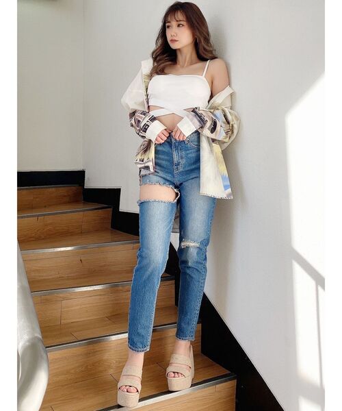 GYDA(ジェイダ)の「ウエストクロスビスチェ(キャミソール・レディース・ブラック/オフホワイト・FREE)」の21枚目の写真