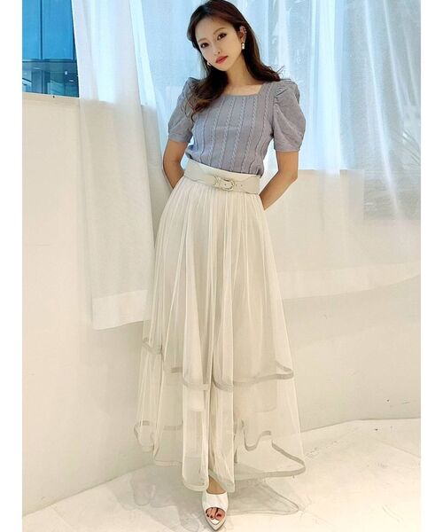 RESEXXY（リゼクシー）の「マテリアルミックスショートニット（ニット/セーター・レディース・ブラック/レッド/オフホワイト/ブルー・FREE）」の13枚目の写真