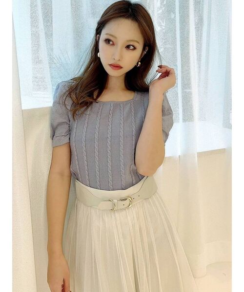 RESEXXY（リゼクシー）の「マテリアルミックスショートニット（ニット/セーター・レディース・ブラック/レッド/オフホワイト/ブルー・FREE）」の14枚目の写真