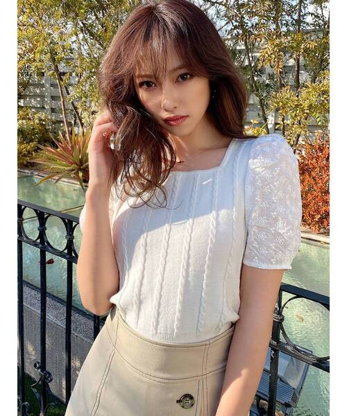 RESEXXY（リゼクシー）の「マテリアルミックスショートニット（ニット/セーター・レディース・ブラック/レッド/オフホワイト/ブルー・FREE）」の22枚目の写真