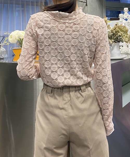 AS KNOW AS PINKY(アズノゥアズピンキー)の「花々レースなメロープルオーバー(Tシャツ/カットソー・レディース・オフホワイト/ブラック/ピンクベージュ・FREE)」の10枚目の写真