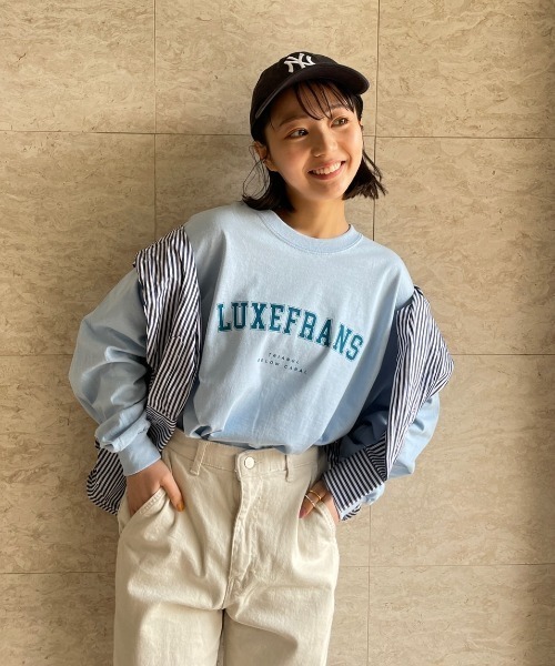 ECRIRE（エクリール）の「【komiコラボ】GILDANロゴプリントロンT（Tシャツ/カットソー・レディース・オフホワイト/ピンク/ブルー・フリー）」の7枚目の写真