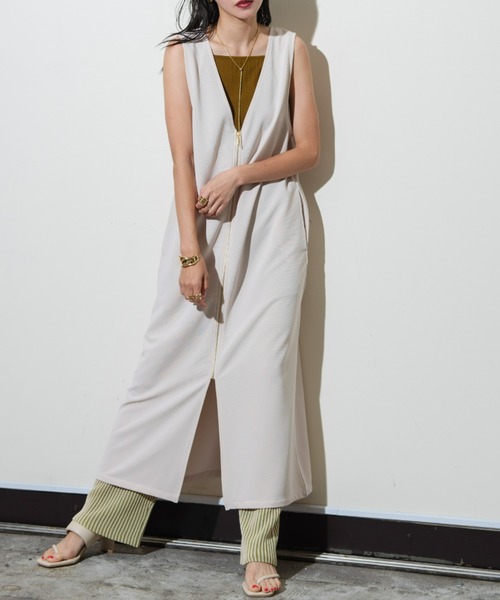 AIC.（エーアイシー）の「【再入荷】2WAYジップデザインVネックロングワンピース（ワンピース・レディース・ブラック/アイボリー・FREE）」の21枚目の写真