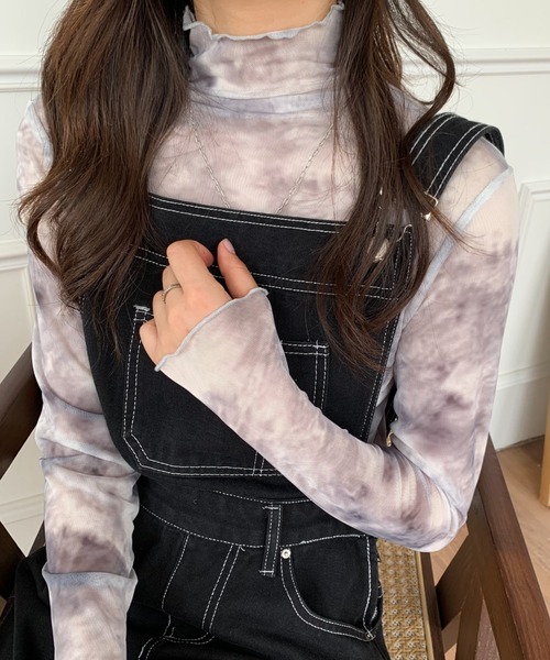 ABITOKYO（アビトーキョー）の「シースルーハイネックインナーカットソー（Tシャツ/カットソー・レディース・ブラック/アイボリー/グレー/グリーン/ブルー/イエロー/オレンジ/ピンク/ベージュ系その他/グレー系その他/ブルー系その他・M/L）」の5枚目の写真