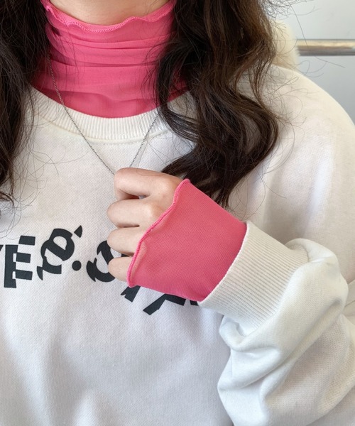 ABITOKYO（アビトーキョー）の「シースルーハイネックインナーカットソー（Tシャツ/カットソー・レディース・ブラック/アイボリー/グレー/グリーン/ブルー/イエロー/オレンジ/ピンク/ベージュ系その他/グレー系その他/ブルー系その他・M/L）」の10枚目の写真