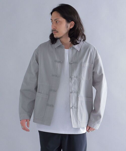 MACOBER(マコバ)の「*【SHIPS別注】MACOBER: ワーク チャイナ ジャケット (セットアップ対応)(カバーオール・メンズ・オフホワイト/グレー/ネイビー/ブルー・MEDIUM/LARGE/SMALL)」の3枚目の写真