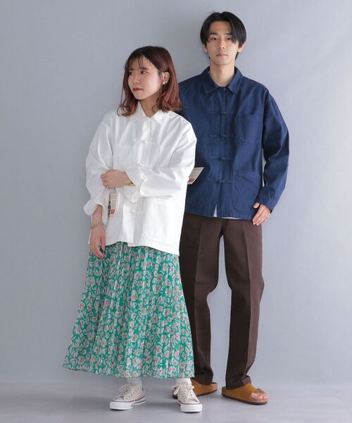 MACOBER(マコバ)の「*【SHIPS別注】MACOBER: ワーク チャイナ ジャケット (セットアップ対応)(カバーオール・メンズ・オフホワイト/グレー/ネイビー/ブルー・MEDIUM/LARGE/SMALL)」の5枚目の写真