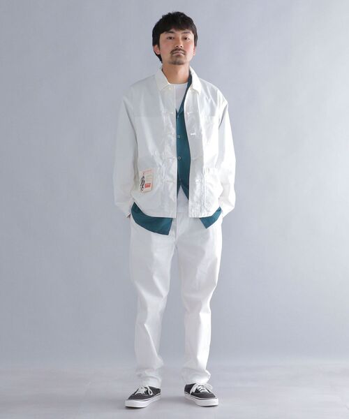 MACOBER(マコバ)の「*【SHIPS別注】MACOBER: ワーク チャイナ ジャケット (セットアップ対応)(カバーオール・メンズ・オフホワイト/グレー/ネイビー/ブルー・MEDIUM/LARGE/SMALL)」の7枚目の写真