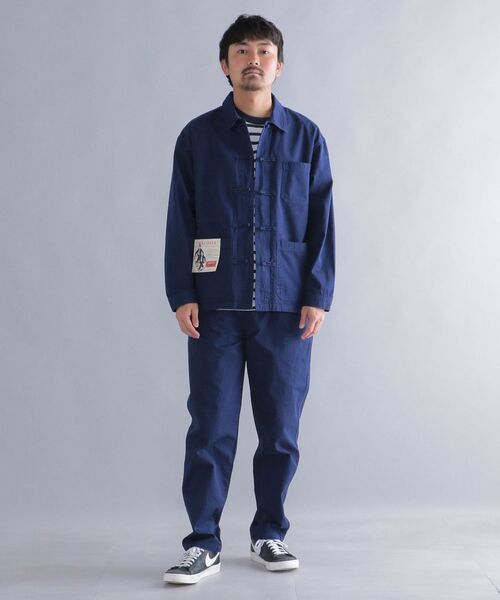 フレンチチャイナ　ユーロワーク　セットアップ　コットン カバーオール ネイビー フレンチワークチャイナジャケット [Dead Stock / INDIGO