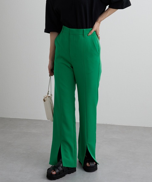 COLONY 2139（コロニートゥーワンスリーナイン）の「ストレッチイージーケアーパンツ / フレアパンツ（スラックス・レディース・ブラック/グレイッシュベージュ/グリーン・SMALL/MEDIUM/LARGE）」の4枚目の写真