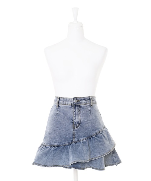 Narcissus（ナルシス）の「【Narcissus】デニムミニフリルスカート（デニムスカート・レディース・ブルー・FREE）」の6枚目の写真