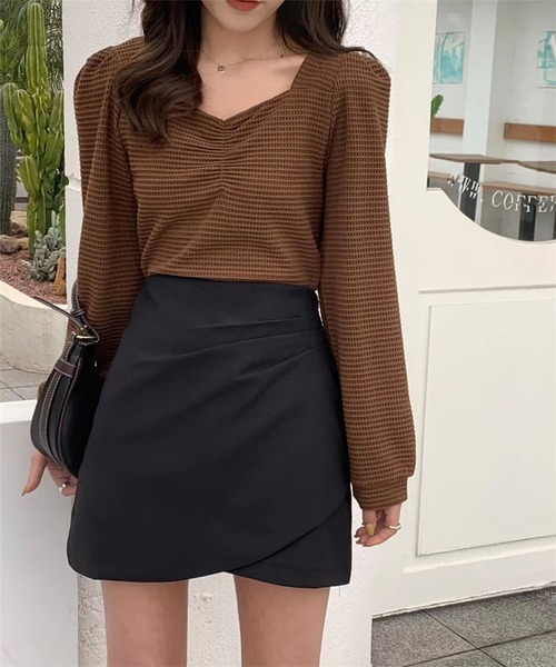 me+em select(ミームセレクト)の「【 選べる3サイズ/6色展開 】タックデザインレイヤードミニスカート【インナーパンツ付き】(スカート・レディース・ピンク/ライトブルー/アイボリー/ブラック/ブラウン/ダークベージュ・SMALL/MEDIUM/LARGE)」の16枚目の写真