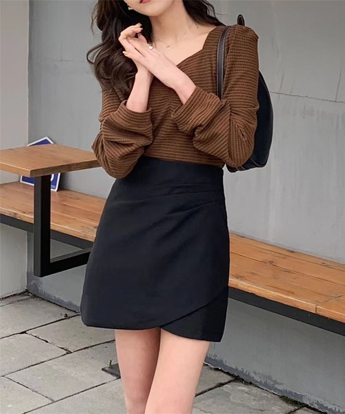 me+em select(ミームセレクト)の「【 選べる3サイズ/6色展開 】タックデザインレイヤードミニスカート【インナーパンツ付き】(スカート・レディース・ピンク/ライトブルー/アイボリー/ブラック/ブラウン/ダークベージュ・SMALL/MEDIUM/LARGE)」の18枚目の写真