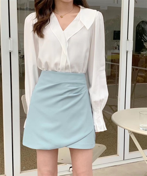 me+em select(ミームセレクト)の「【 選べる3サイズ/6色展開 】タックデザインレイヤードミニスカート【インナーパンツ付き】(スカート・レディース・ピンク/ライトブルー/アイボリー/ブラック/ブラウン/ダークベージュ・SMALL/MEDIUM/LARGE)」の21枚目の写真