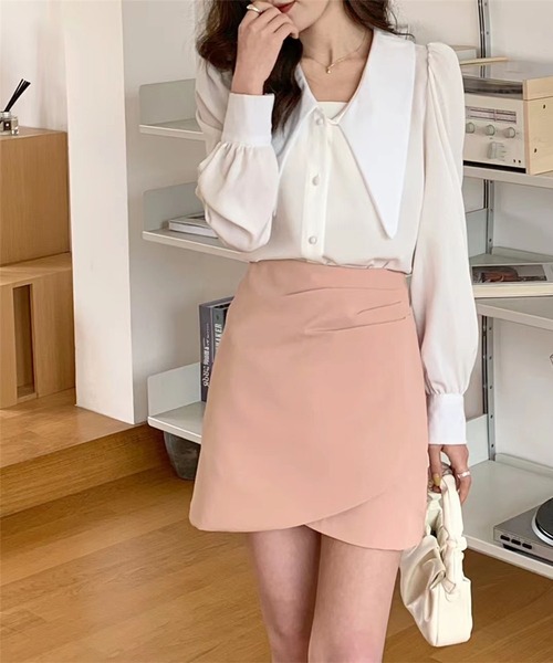 me+em select(ミームセレクト)の「【 選べる3サイズ/6色展開 】タックデザインレイヤードミニスカート【インナーパンツ付き】(スカート・レディース・ピンク/ライトブルー/アイボリー/ブラック/ブラウン/ダークベージュ・SMALL/MEDIUM/LARGE)」の14枚目の写真