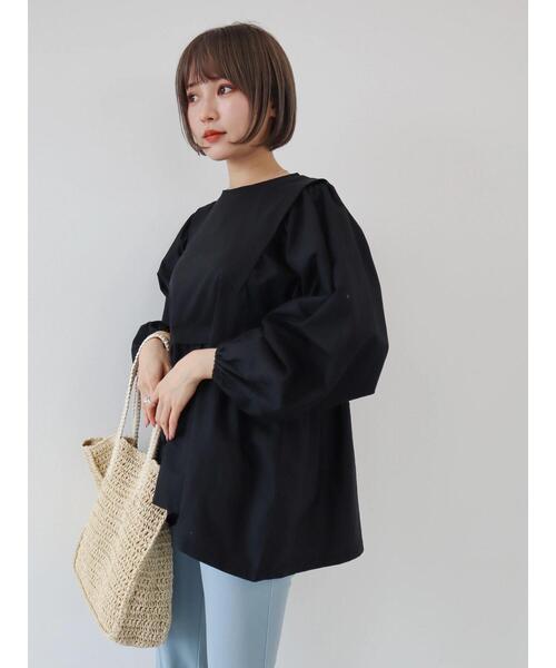 AMERICAN HOLIC（アメリカンホリック）の「コンシャススリーブティアードカットプルオーバー（Tシャツ/カットソー・レディース・オフホワイト/ブラック/ストライプ・M/L）」の7枚目の写真