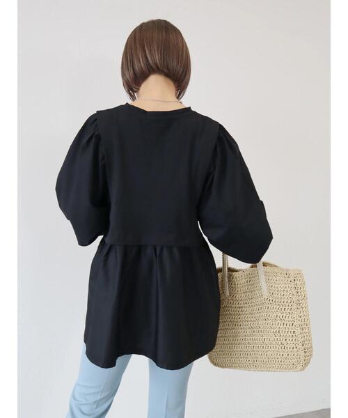 AMERICAN HOLIC（アメリカンホリック）の「コンシャススリーブティアードカットプルオーバー（Tシャツ/カットソー・レディース・オフホワイト/ブラック/ストライプ・M/L）」の8枚目の写真