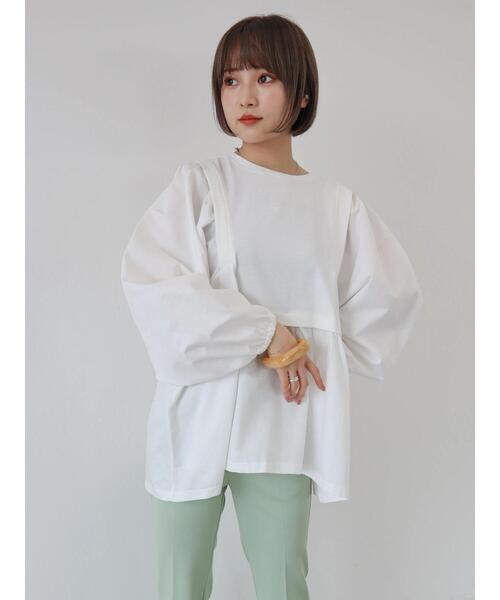 AMERICAN HOLIC（アメリカンホリック）の「コンシャススリーブティアードカットプルオーバー（Tシャツ/カットソー・レディース・オフホワイト/ブラック/ストライプ・M/L）」の11枚目の写真