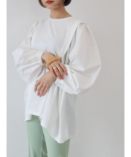 AMERICAN HOLIC（アメリカンホリック）の「コンシャススリーブティアードカットプルオーバー（Tシャツ/カットソー・レディース・オフホワイト/ブラック/ストライプ・M/L）」の12枚目の写真