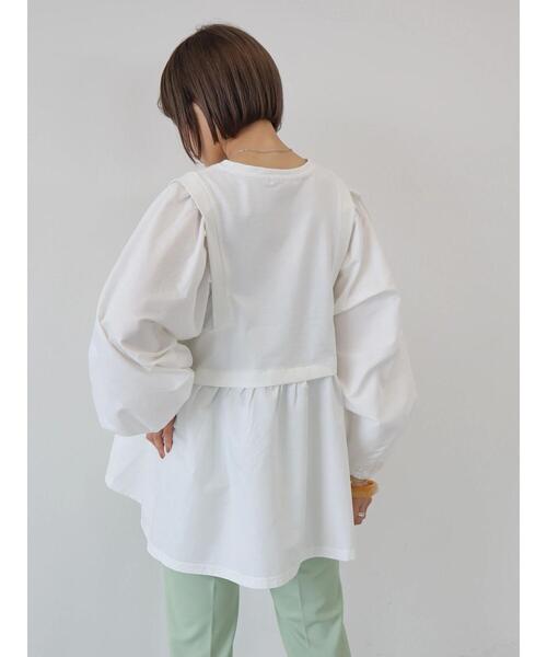 AMERICAN HOLIC（アメリカンホリック）の「コンシャススリーブティアードカットプルオーバー（Tシャツ/カットソー・レディース・オフホワイト/ブラック/ストライプ・M/L）」の13枚目の写真