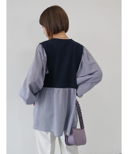 AMERICAN HOLIC（アメリカンホリック）の「コンシャススリーブティアードカットプルオーバー（Tシャツ/カットソー・レディース・オフホワイト/ブラック/ストライプ・M/L）」の18枚目の写真