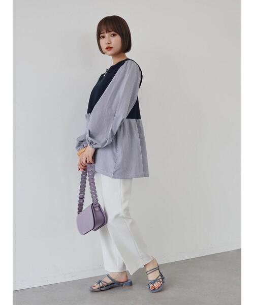 AMERICAN HOLIC（アメリカンホリック）の「コンシャススリーブティアードカットプルオーバー（Tシャツ/カットソー・レディース・オフホワイト/ブラック/ストライプ・M/L）」の19枚目の写真