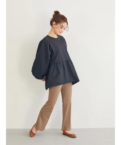 AMERICAN HOLIC（アメリカンホリック）の「コンシャススリーブティアードカットプルオーバー（Tシャツ/カットソー・レディース・オフホワイト/ブラック/ストライプ・M/L）」の2枚目の写真