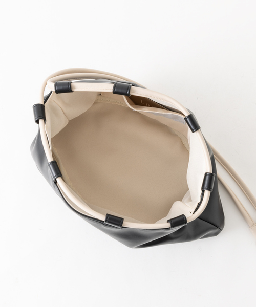 LOWELL things（ロウェル　シングス）の「ソフト巾着ミニトート（トートバッグ・レディース・クリーム/ホワイト/ベージュ/ブラック・フリー）」の13枚目の写真