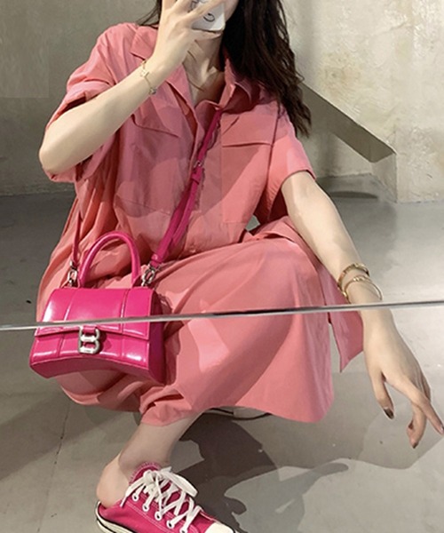 ANOTHER S(アナザーエス)の「ロールスリーブ ストライプシャツワンピース(シャツワンピース・レディース・ネイビー/ピンク/ブルー・FREE)」の5枚目の写真