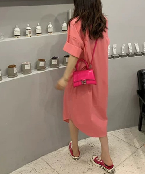 ANOTHER S(アナザーエス)の「ロールスリーブ ストライプシャツワンピース(シャツワンピース・レディース・ネイビー/ピンク/ブルー・FREE)」の11枚目の写真