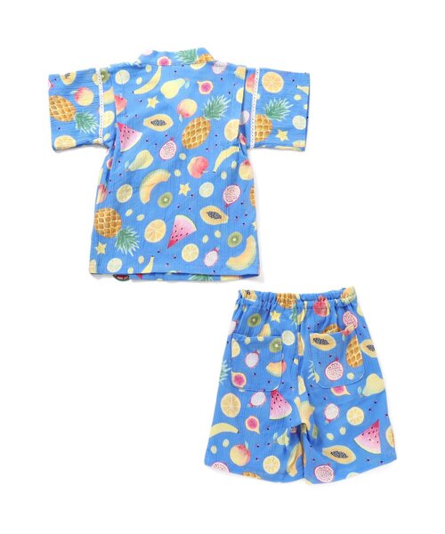 BIT'Z（ビッツ）の「フルーツ総柄甚平スーツ（浴衣・キッズ・キナリ/ブルー・100/90/120/95/110/80）」の5枚目の写真