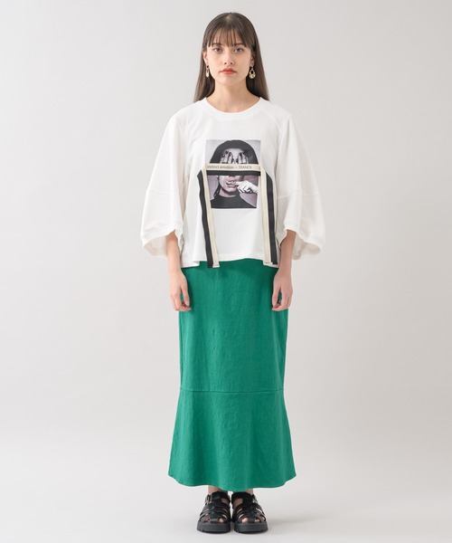 Paradise Picnic（パラダイスピクニック）の「ROSIEE 麻混マーメイドスカート（スカート・レディース・イエロー/オレンジ/グリーン・FREE）」の13枚目の写真