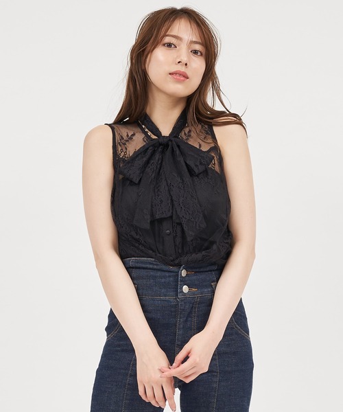 ROYAL PARTY（ロイヤルパーティー）の「ノースリーブリボンレースブラウス（シャツ/ブラウス・レディース・オフホワイト/ブラック/ベージュ・FREE）」の13枚目の写真