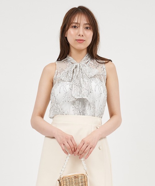 ROYAL PARTY（ロイヤルパーティー）の「ノースリーブリボンレースブラウス（シャツ/ブラウス・レディース・オフホワイト/ブラック/ベージュ・FREE）」の12枚目の写真